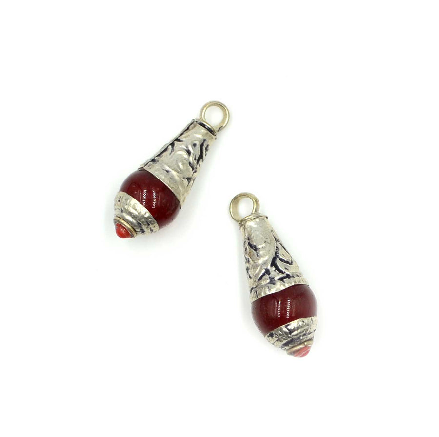 Embellished Pendant- Carnelian, Silver
