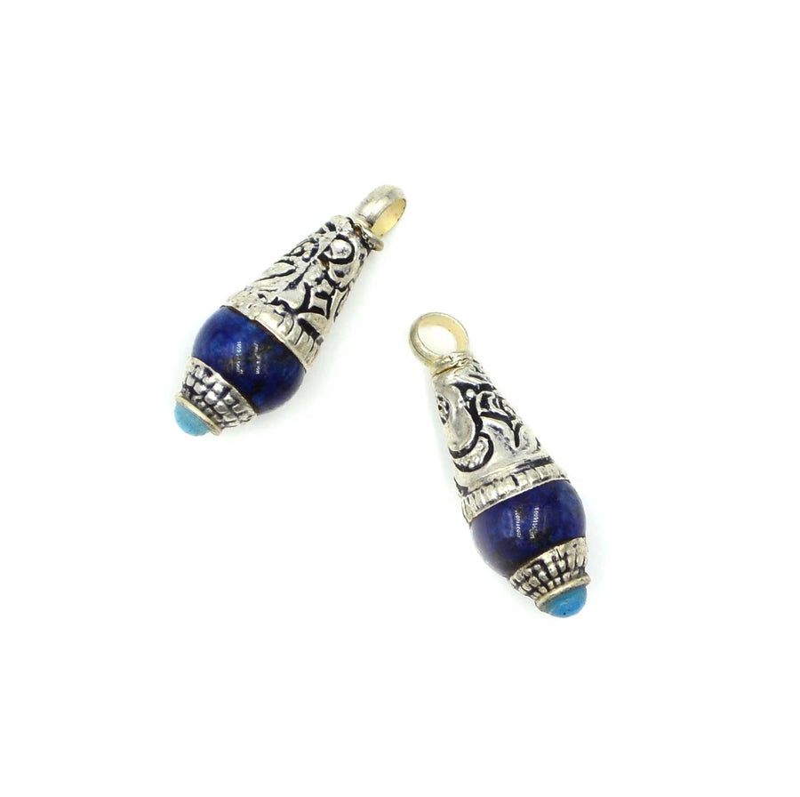 Embellished Pendant- Lapis, Silver