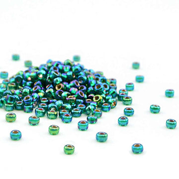 8-1017- Silver Lined Emerald AB , 8/0 Miyuki Seed Beads - Helby, Beadshop.com