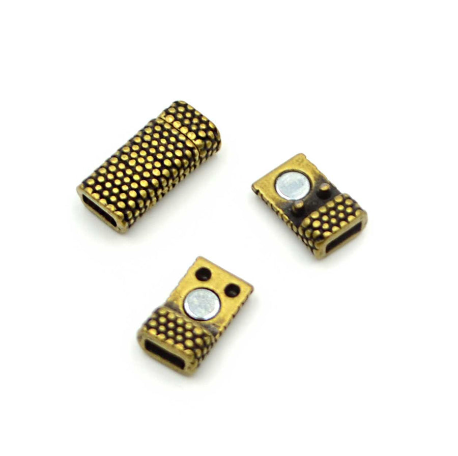 Flat Dots Clasp 5- Antique Brass