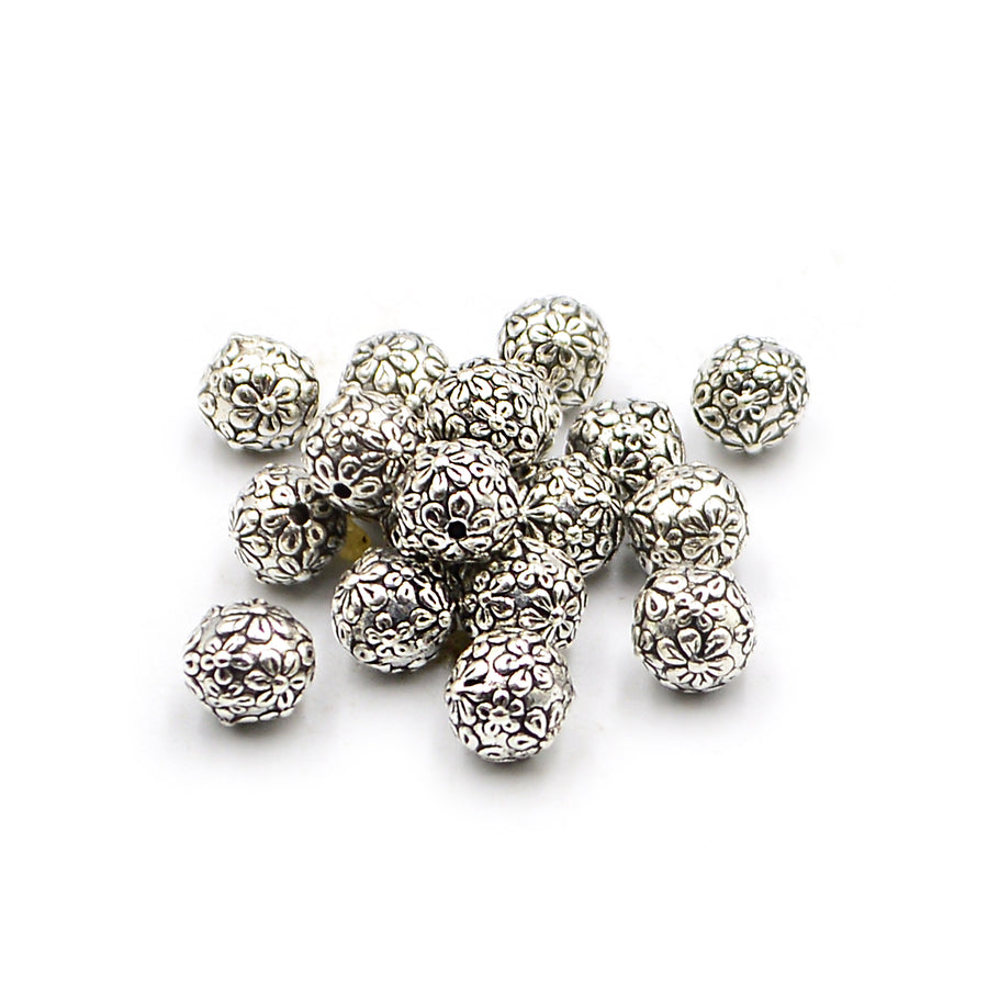 Floral Round- Antique Silver