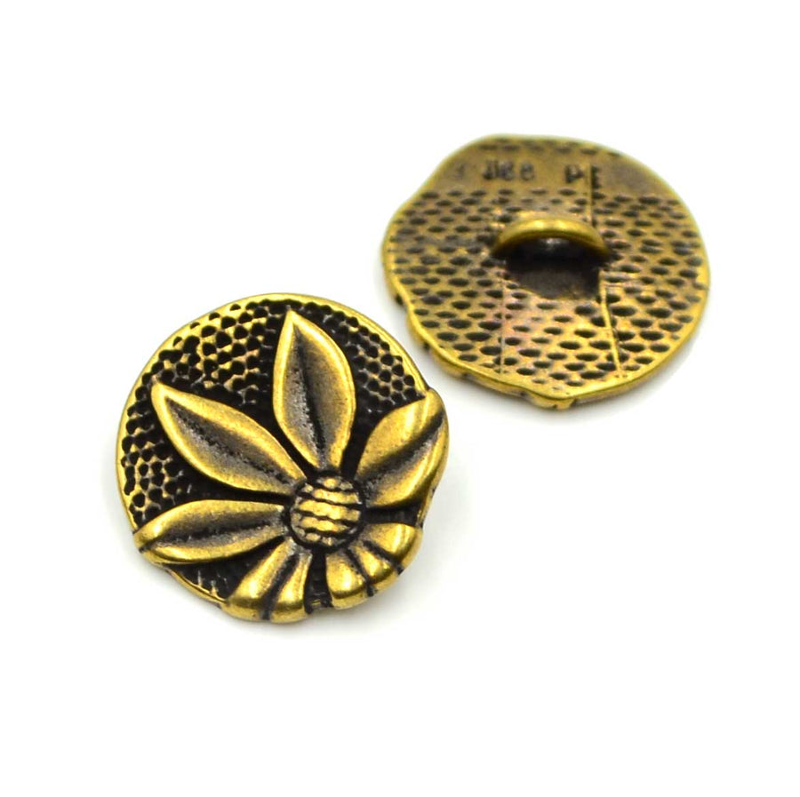 Flower Button- Antique Brass