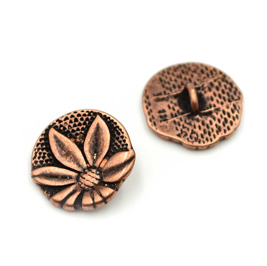 Flower Button- Antique Copper