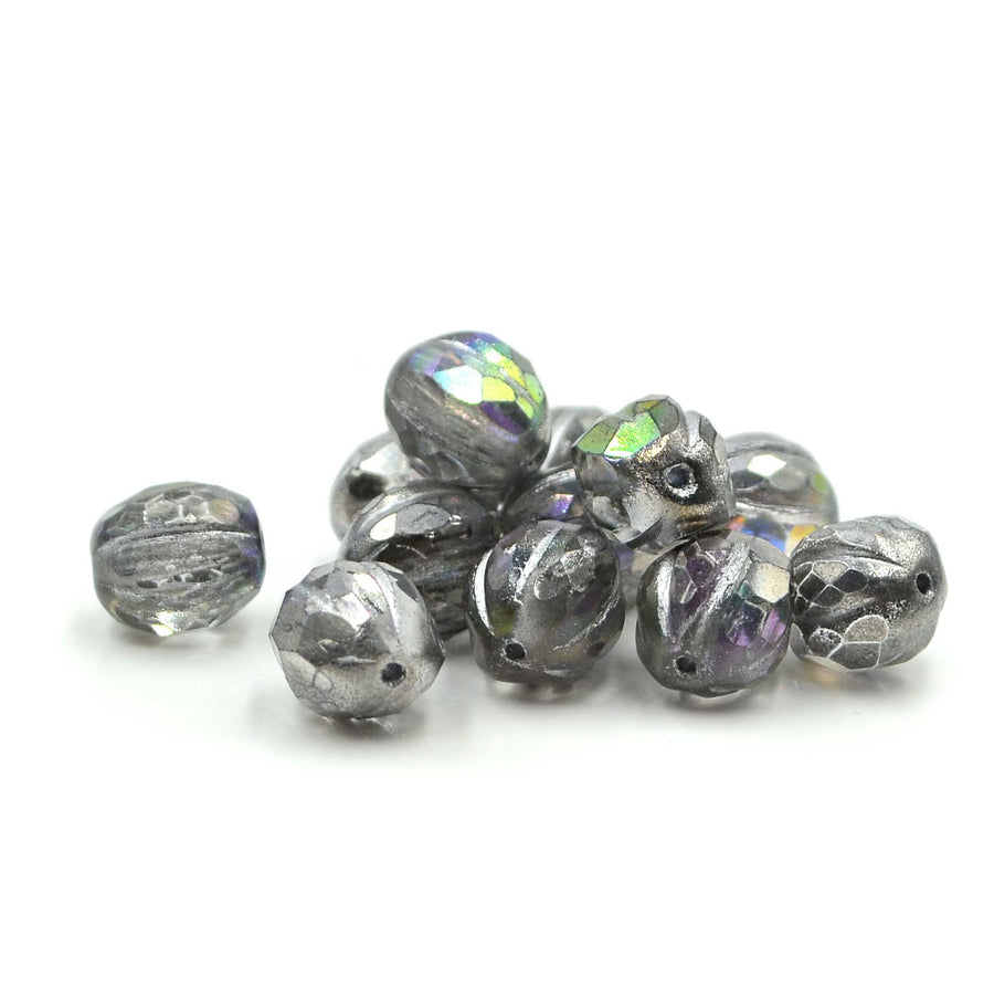 Faceted Melons- Crystal AB, Silver Wash