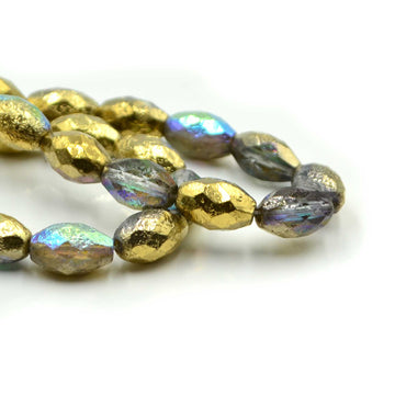 Faceted Ovals- Etched Gold AB