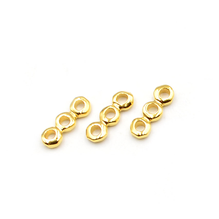 3-Hole Nugget Spacer Bar- Gold