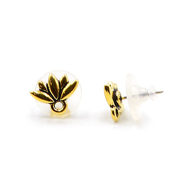 Lotus Earring Post- Antique Gold (1 pair)