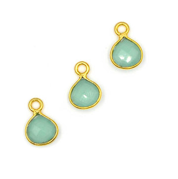 Green Chalcedony 18k Gold Vermeil Bezel Briolette