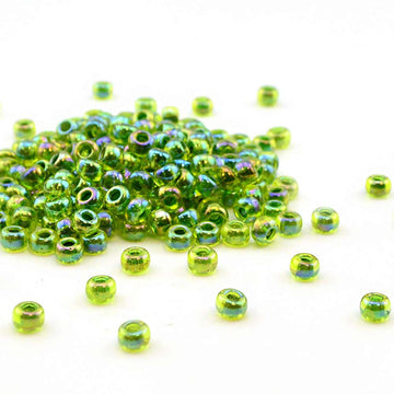 6-341 Green Lined Chartreuse AB 6/0 , 6/0 Miyuki Seed Beads - Helby, Beadshop.com