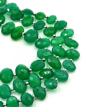 Green Onyx- Faceted Center Drilled Ovals