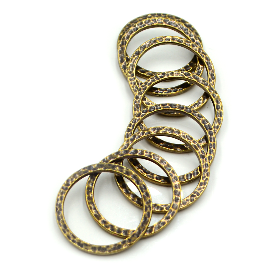 1 Inch Hammertone Ring- Antique Brass