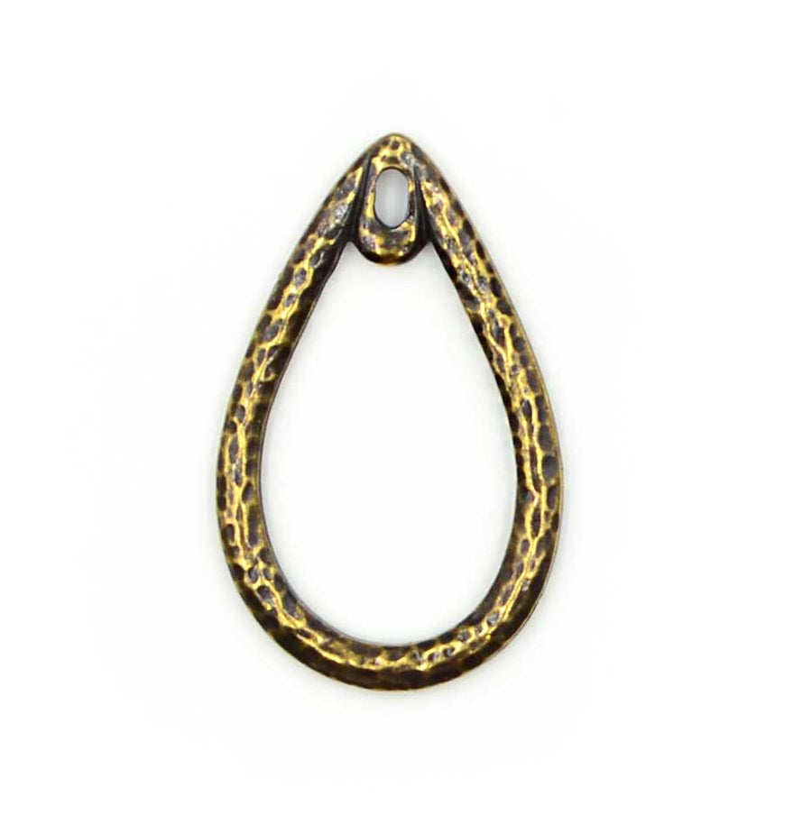 Hammered Teardrop- Antique Brass