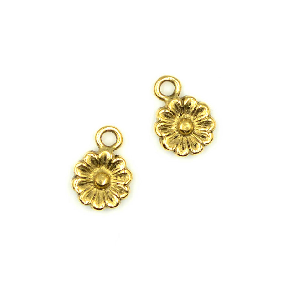 Itsy Flower Aster Charm- Antique Gold