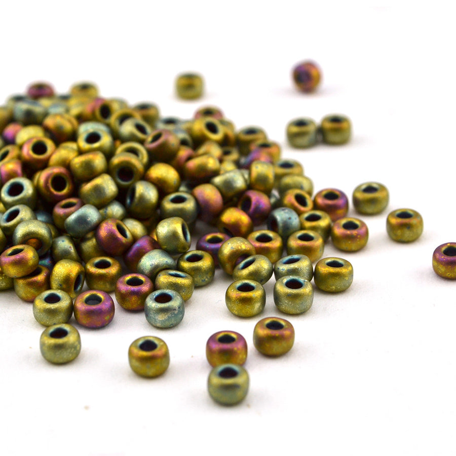 6-2035 Matte Metallic Khaki Iris 6/0 , 6/0 Miyuki Seed Beads - Helby, Beadshop.com