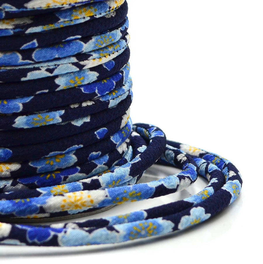 Kimono Cord- Spring Blossoms Navy by the Yard