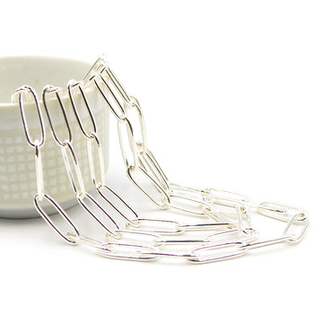 Large Paperclip Cable- Bright Silver Chain by the Foot