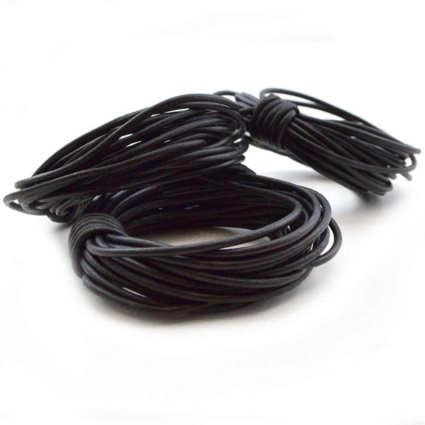 Black- 1.5mm Indian Leather by the Yard - Beadshop.com