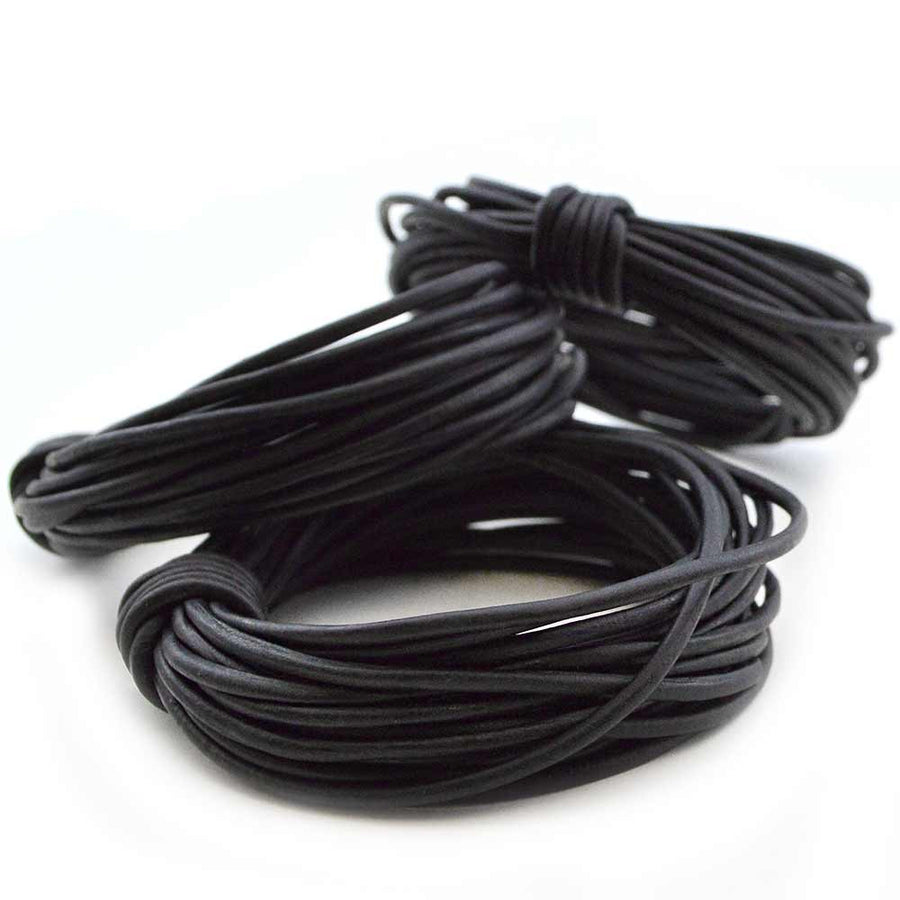 Black- 2.0mm Indian , Leather - Leathercord USA, Beadshop.com