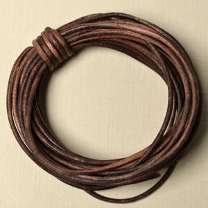 Distressed Brown- 1.5mm Indian , Leather - Leathercord USA, Beadshop.com - 1