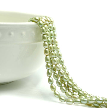 Sage Rice Pearls, 5mm