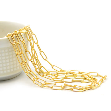 Medium Paperclip Cable- Satin Gold Chain by the Foot