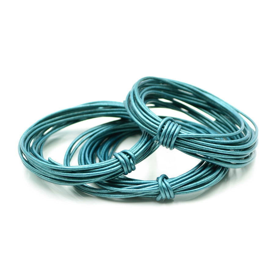 Metallic Teal- 1.5mm Indian Leather by the Yard