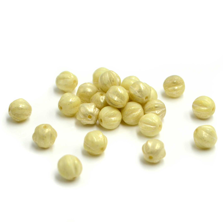 6mm Melons- Opal Ivory & Mercury