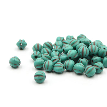 6mm Melons- Matte Sea Green Brown Wash