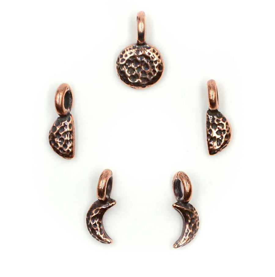 Moon Phases Charm Set- Antique Copper