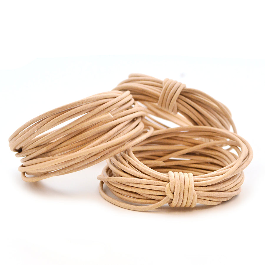 Natural- 1.5mm Indian , Leather - Leathercord USA, Beadshop.com