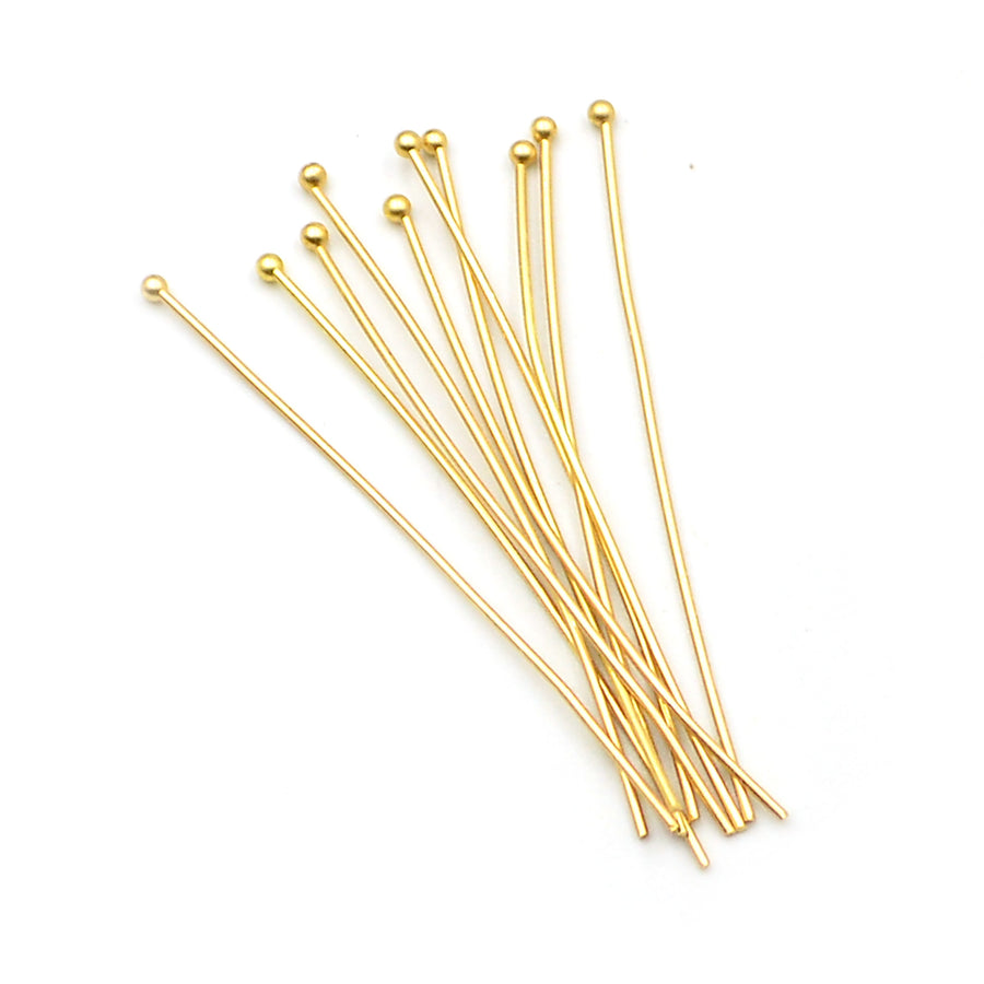 2 inch 2mm Dot Head Pins - Satin Gold (10 pieces)