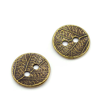 New Leaf Button- Antique Brass