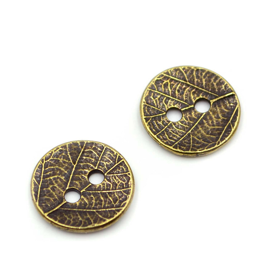 New Leaf Button- Antique Brass