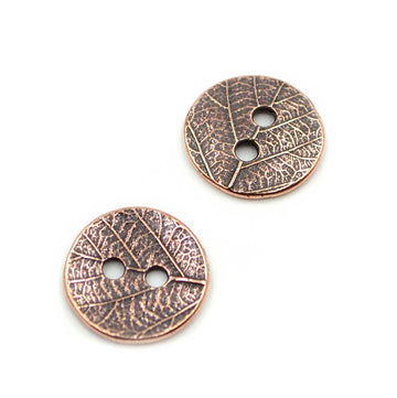 New Leaf Button- Antique Copper