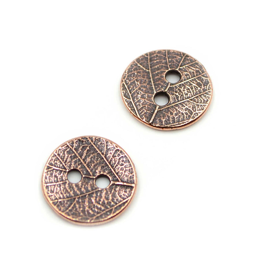 New Leaf Button- Antique Copper