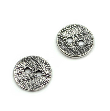 New Leaf Button- Antique Silver