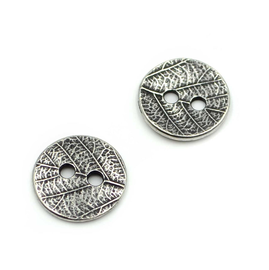 New Leaf Button- Antique Silver