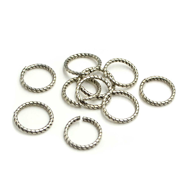 12mm/16g Round Textured Jump Rings- Antique Silver – Beadshop.com
