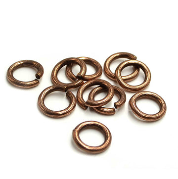 12mm/12g Round Bark Jump Rings- Antique Copper