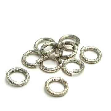 12mm/12g Round Bark Jump Rings- Antique Silver