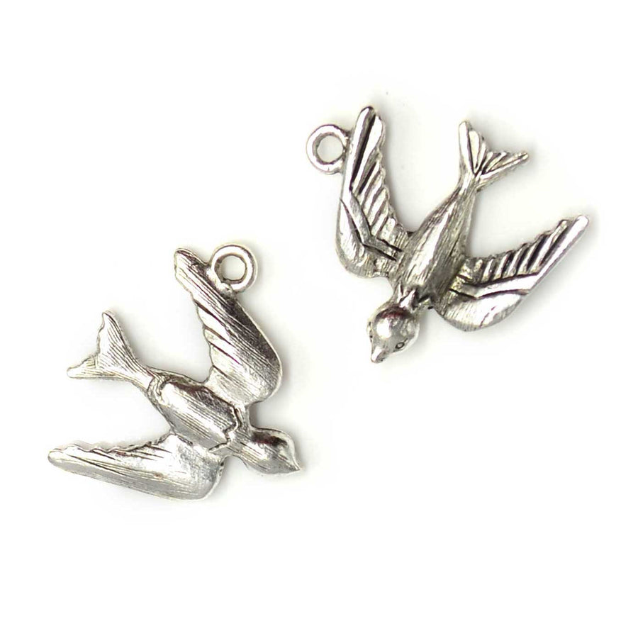 Bird Charm- Antique Silver
