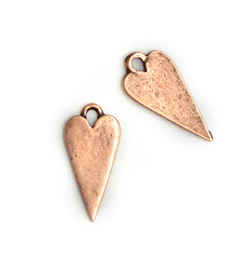 Elongated Heart Charm- Antique Copper