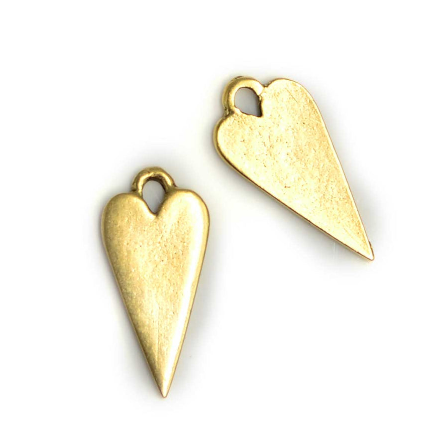 Elongated Heart Charm- Antique Gold