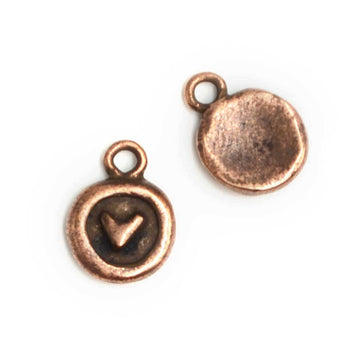 Itsy Circle Heart Charm- Antique Copper