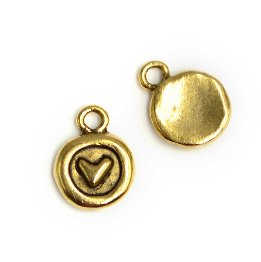 Itsy Circle Heart Charm- Antique Gold
