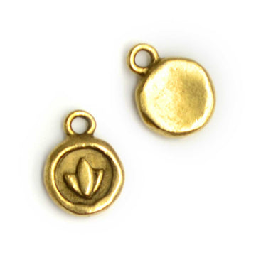 Itsy Circle Lotus Charm- Antique Gold