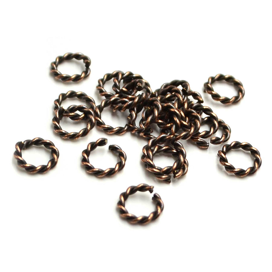 7.5mm/18g Round Textured Jump Rings- Antique Copper