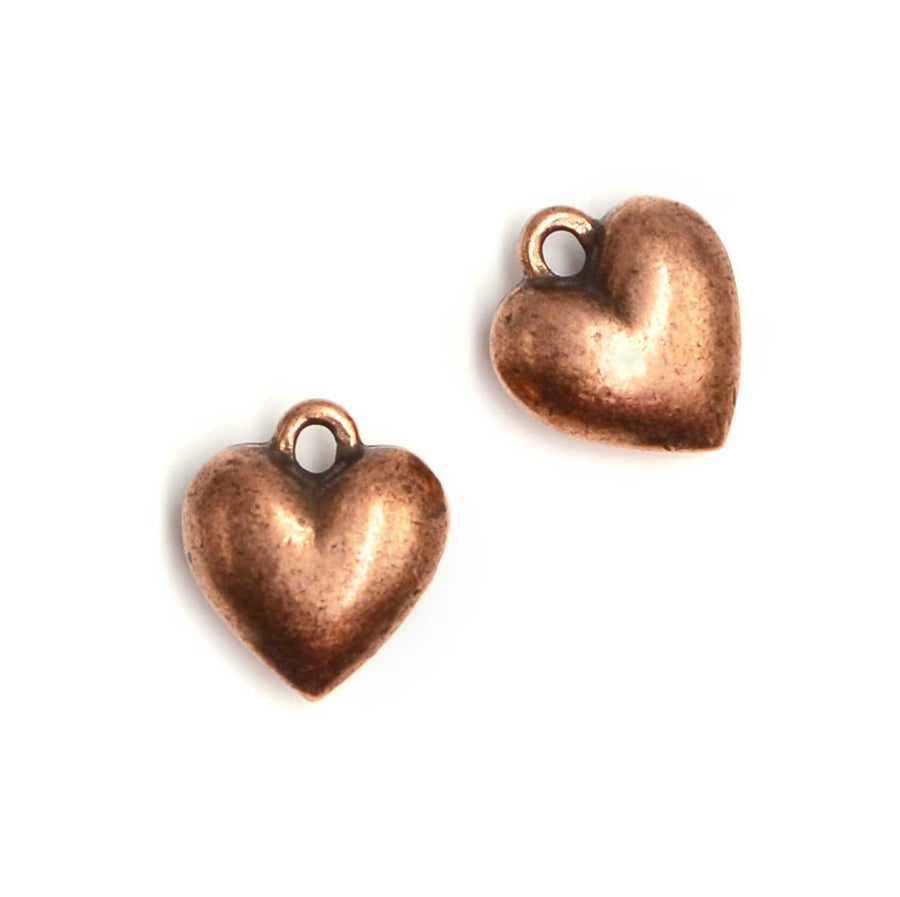 Small Heart Charm- Antique Copper