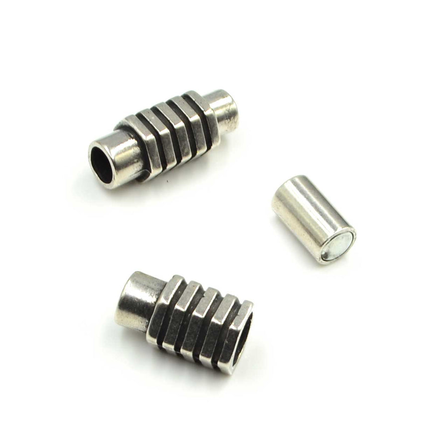 Nut & Bolt Round Clasp 5mm - Antique Silver
