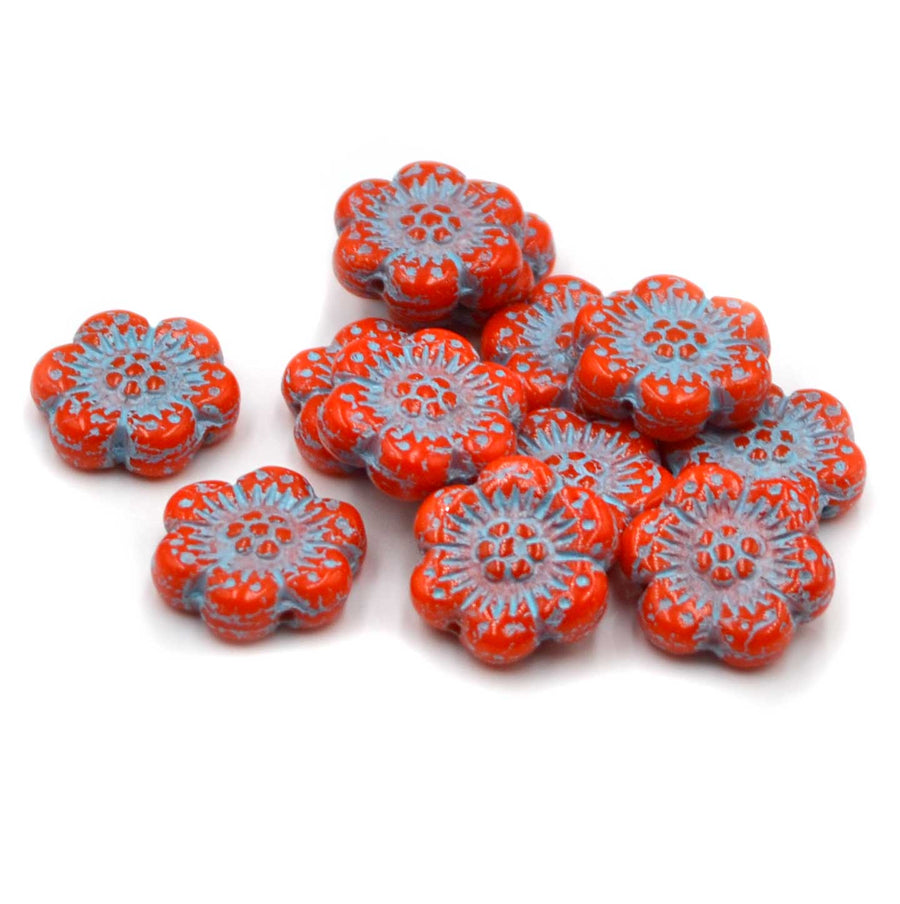 Wild Rose Beads- Burnt Orange Turquoise